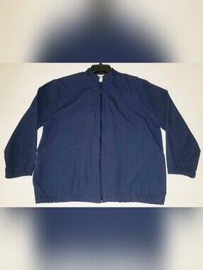 Vintage 80's BonWorth Navy Full-Zip Cotton Windbreaker Jacket Made in USA S-M